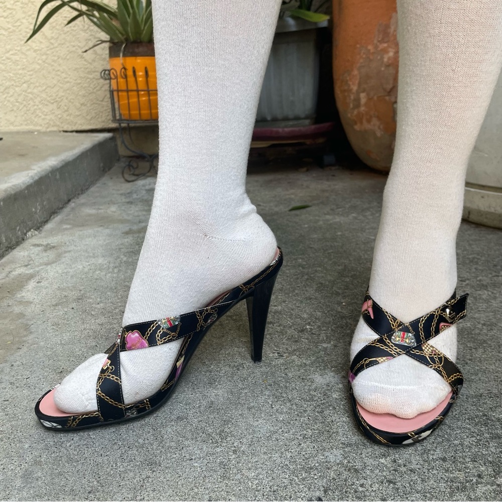 Gucci vintage multicolored satin/leather heels - Picture 9 of 16